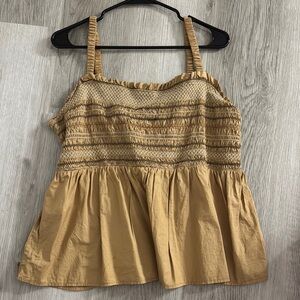 Old Navy Tan Smocked Camisole with Ruffled Tiers